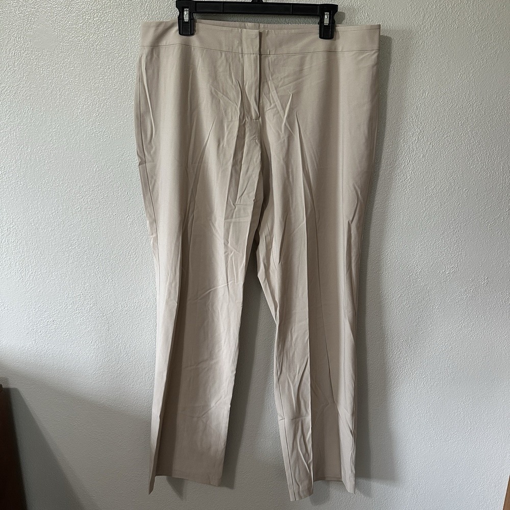 Eileen‎ Fisher Women's Large Beige Stretch Slim Straight Trouser Pants Classic